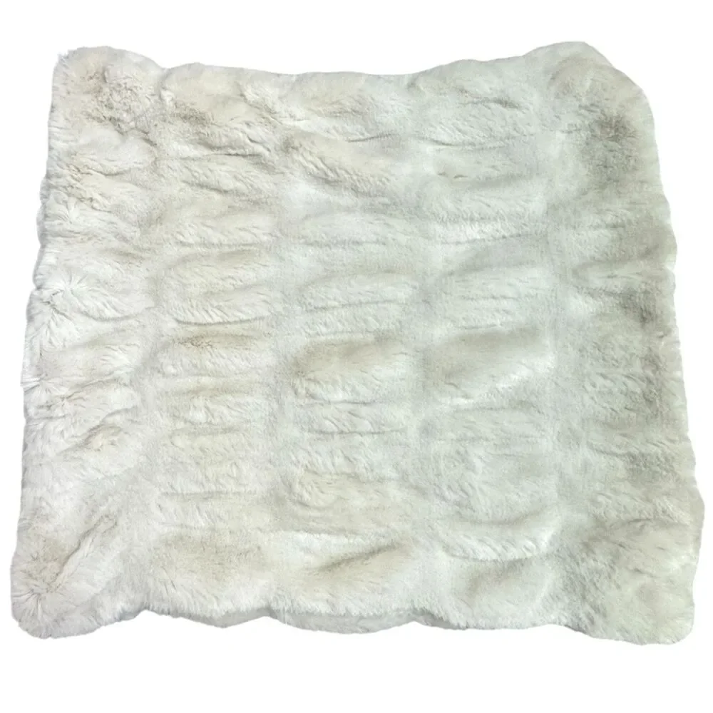 Pottery Barn Faux Fur Ruched Pillow Ivory Soft Acrylic/Poly 18x18